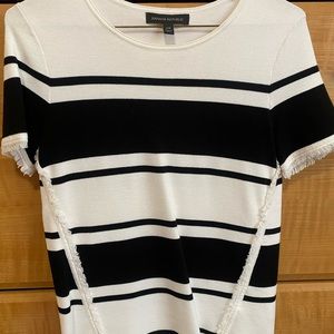 Banana Republic Black and White Short Sleeve Striped Sweater Top XS